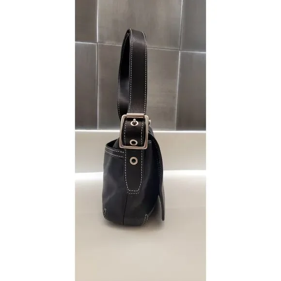 Y2K Vintage Coach East West Leather Cross Body Shoulder Bag 2000s Black Bag Vtg - Picture 3 of 8